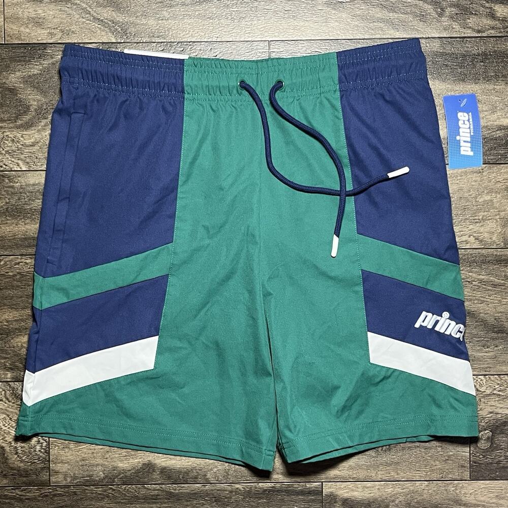 Prince Pickleball Woven Shorts Men's Medium 7" Green Navy Z2594 NWT